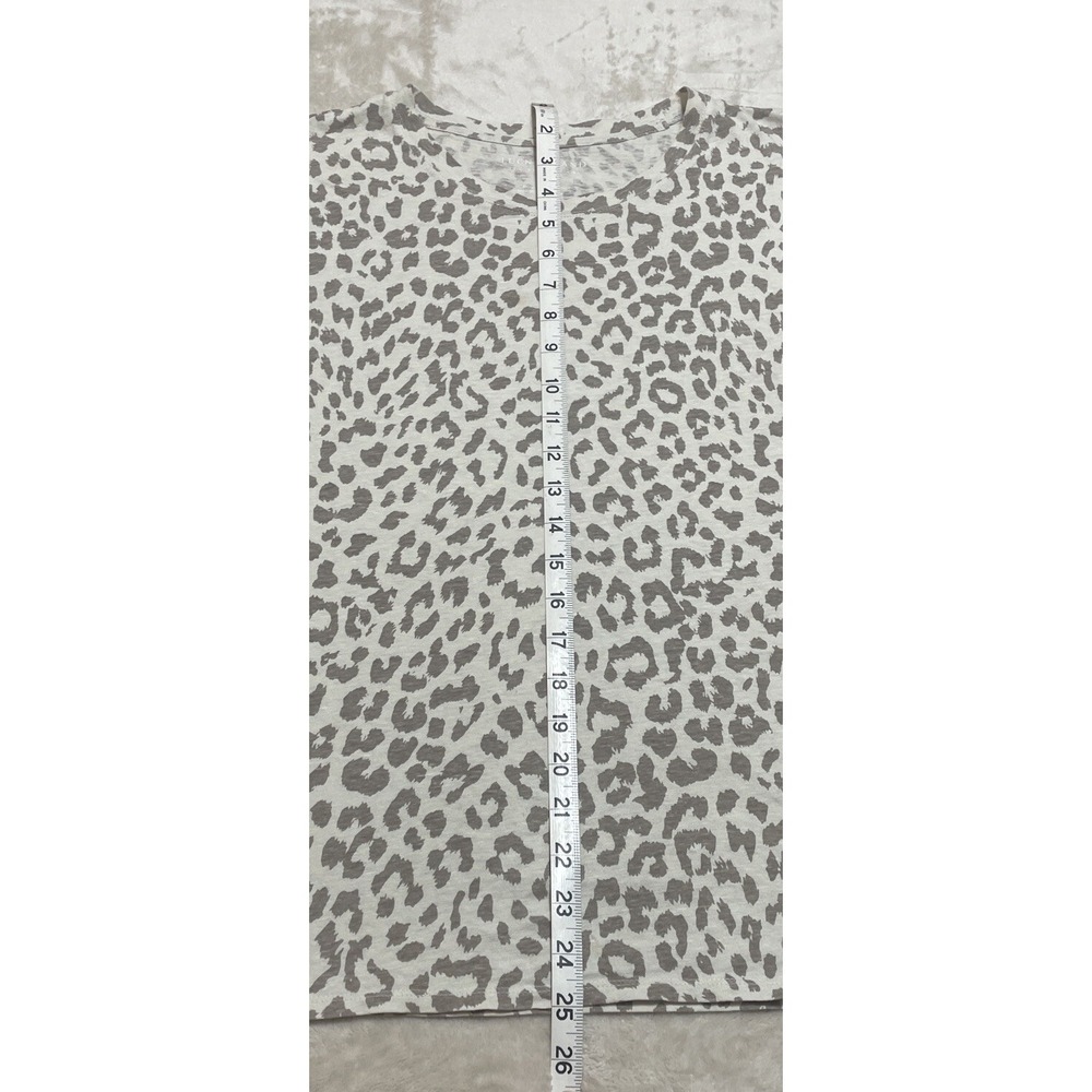 Lucky Brand T Shirt Top Women's Medium Ivory Short Sleeve Animal Leopard Print - Picture 6 of 6